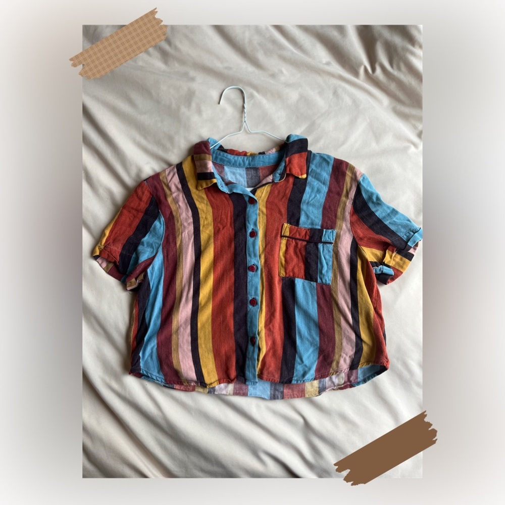 Forever 21 Colorful Striped Button Down Shirt Women’s